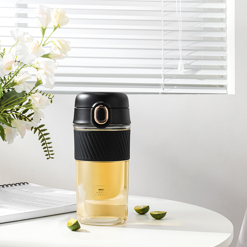 康宁玻璃弹跳杯420ml-黑   WK-BLTTB42/KZ/BK